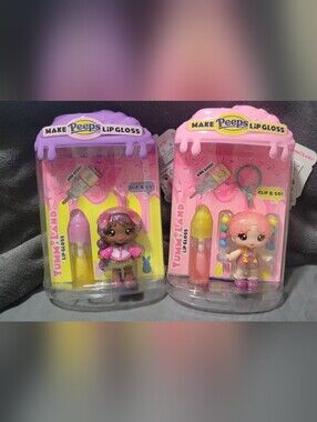 Yummiland PEEPS Lip Gloss Toy Set - Pink & Purple Mini Dolls Molly And Michelle